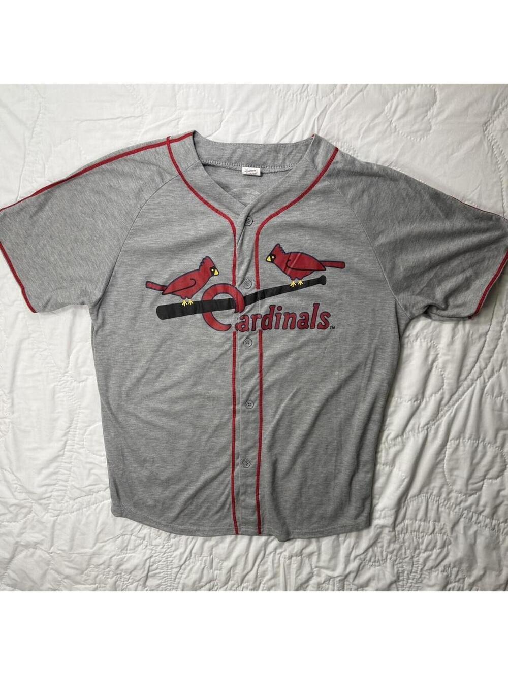 Grey St. Louis Cardinals AT&T baseball button down jersey shirt. Size XL